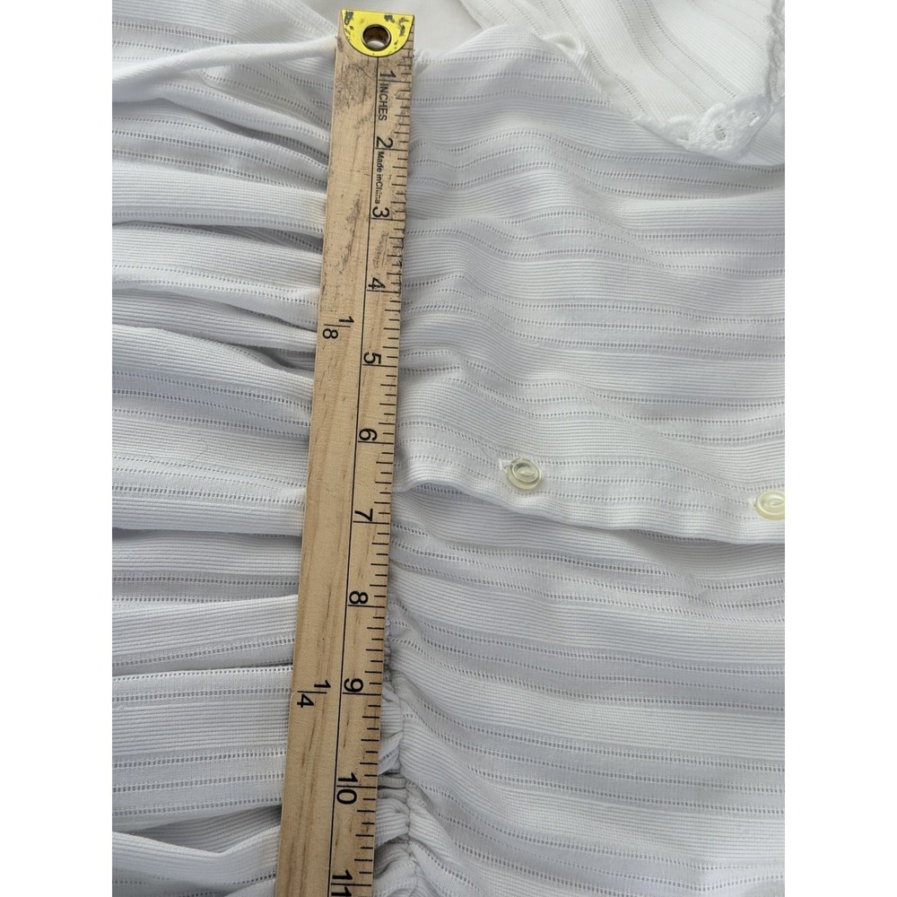 Vtg Montgomery Ward Dress Girls 6X White Striped‎ Ruffle Lace Cottagecore - Picture 11 of 12
